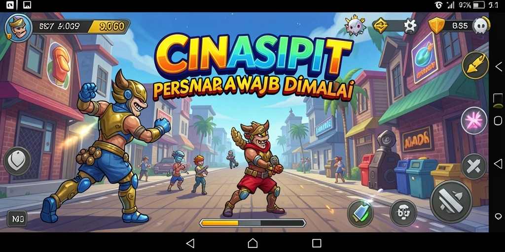 Screenshot menampilkan gameplay seru dari CINASIPIT dengan rintangan dan karakter unik.