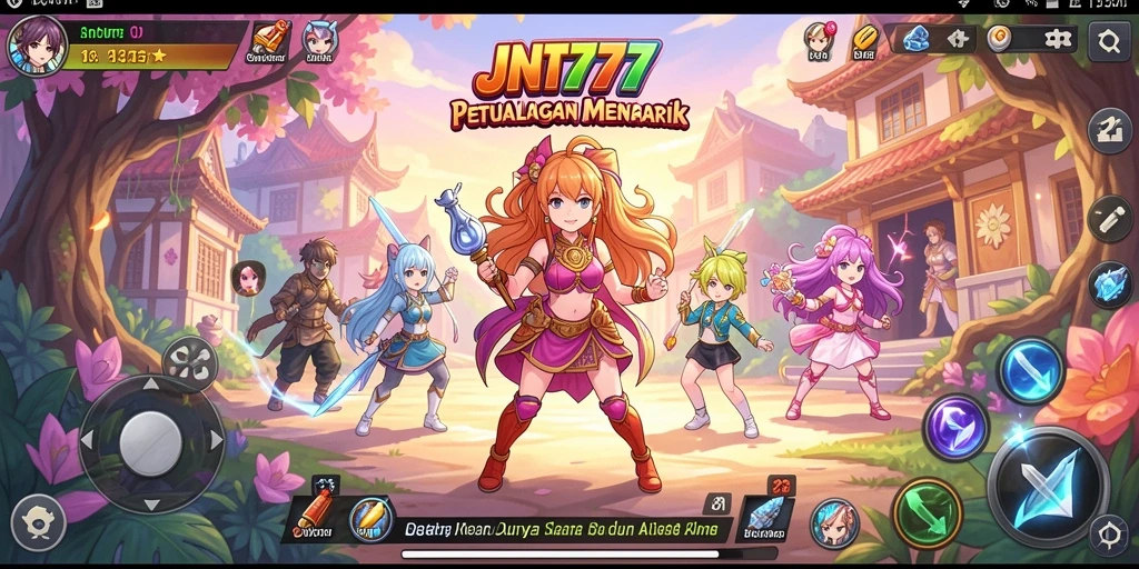 Tampilan gameplay JNT777 yang memukau dengan karakter anime.