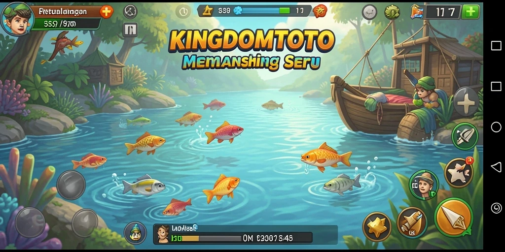 Tampilan gameplay seru di KINGDOMTOTO saat menangkap ikan besar.