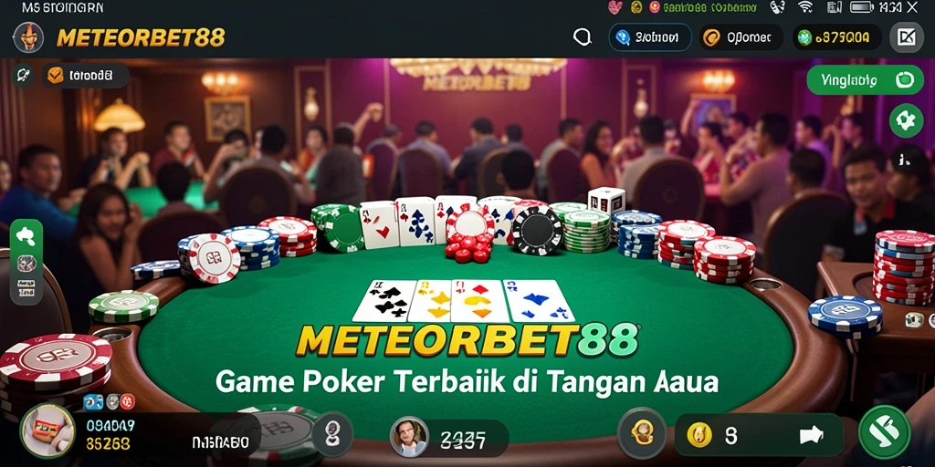 Tampilan gameplay seru di aplikasi METEORBET88 poker.