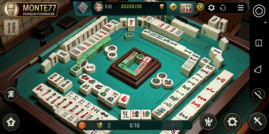 Tampilan screenshot utama MONTE77 menampilkan gameplay Mahjong yang menarik dan penuh strategi.