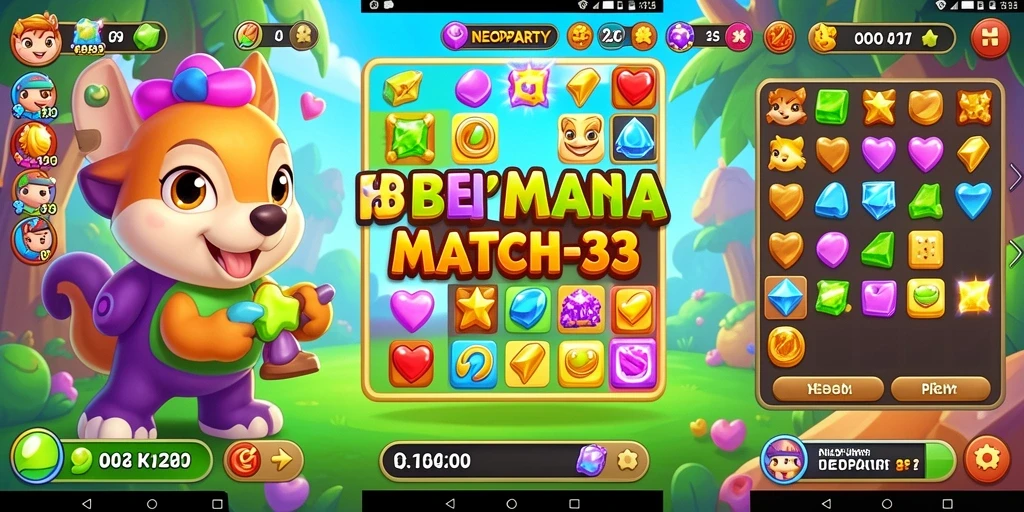 Tampilan gameplay NEOPARTY yang menarik dan penuh warna.