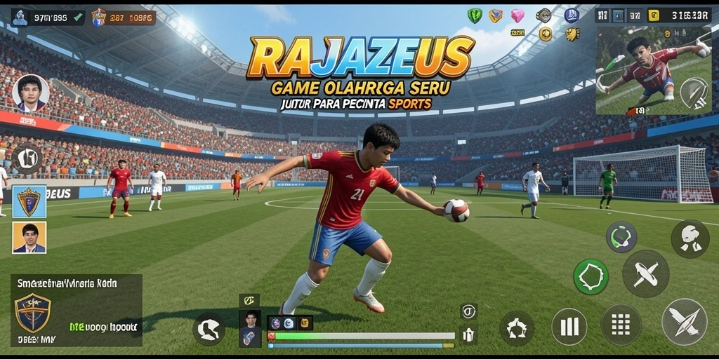 Screenshot utama RAJAZEUS menampilkan aksi permainan olahraga yang mendebarkan.