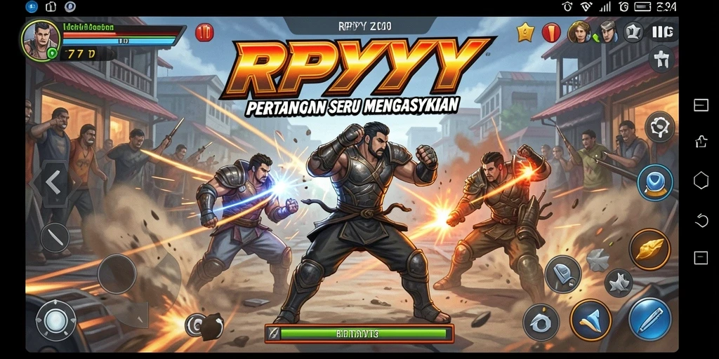 Gameplay RPYYY yang mendebarkan dan penuh aksi di arena pertarungan.