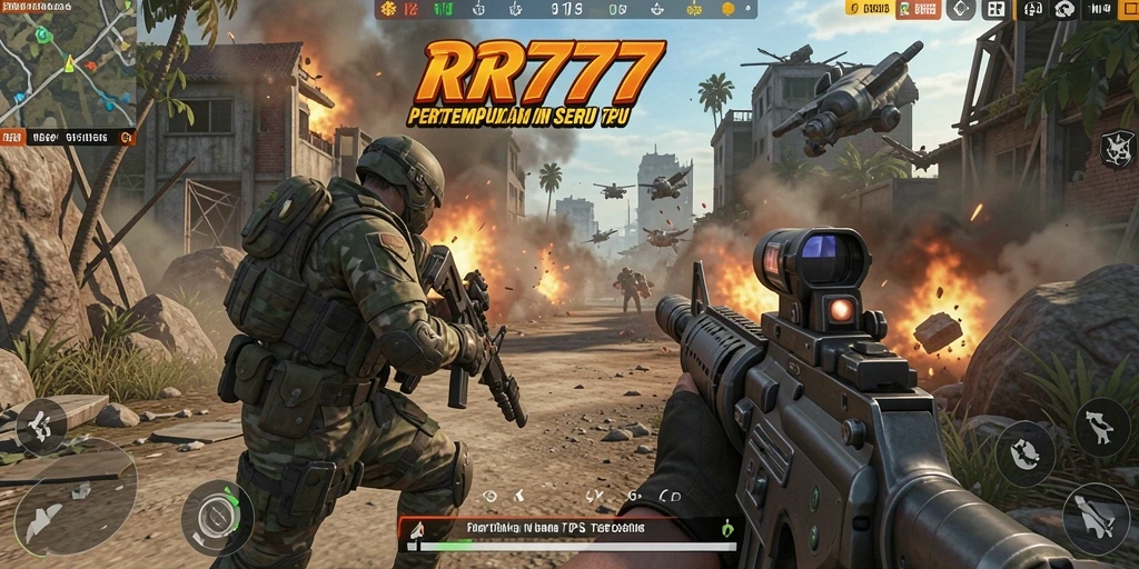 Screenshot RR777 menampilkan aksi pertempuran seru dalam mode TPS.