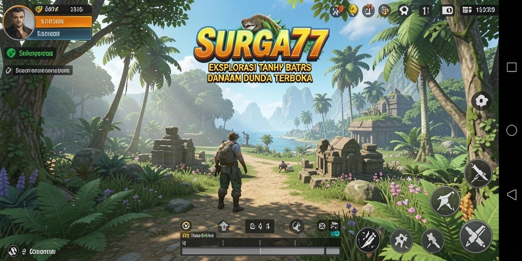 Tampilan menakjubkan dari dunia terbuka SURGA77 saat eksplorasi.
