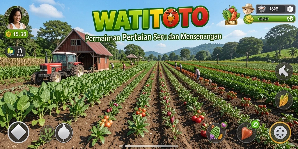 Tampilan gameplay seru WATITOTO dengan kegiatan bertani yang interaktif.