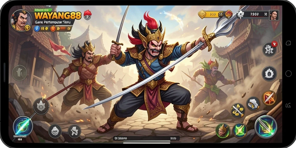 Screenshot gameplay seru WAYANG88 dengan aksi pertempuran yang mendebarkan.